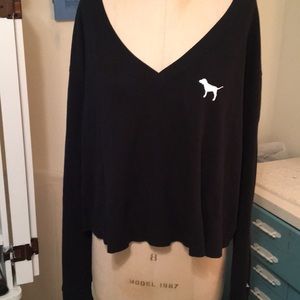 Pink long sleeve crop top